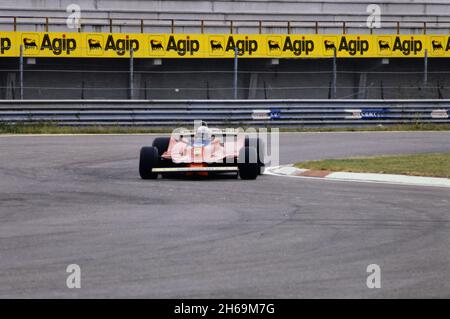 Imola, 1980: Tests of Formula 1 at Imola Circuit. Jody Scheckter in action on Ferrari T5. Stock Photo