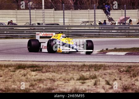 Imola, 1986: Tests of Formula 1 at Imola Circuit. Nelson Piquet in action on Williams FW11. Stock Photo