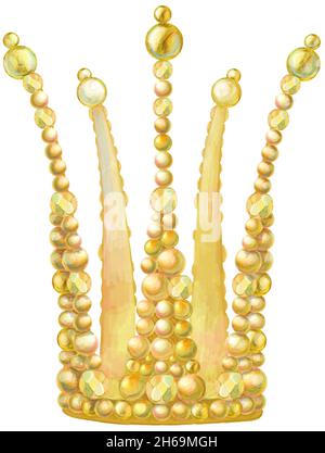 Watercolor Gold Crown with intertwining decorative elements Stock Photo ...