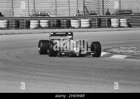 Imola, 1988: Tests of Formula 1 at Imola Circuit. Michele Alboreto in action on Ferrari F1/87. Stock Photo