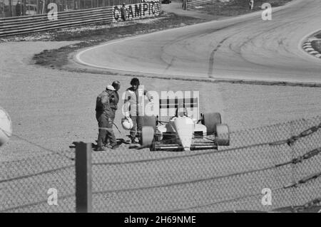 Imola, 1988: Tests of Formula 1 at Imola Circuit. Stefano Modena in action on Eurobrun ER188. Stock Photo