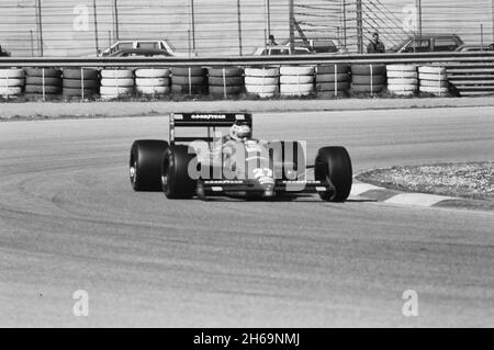 Imola, 1988: Tests of Formula 1 at Imola Circuit. Michele Alboreto in action on Ferrari F1/87. Stock Photo