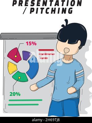 The illustration vector of business presentation or pitching session Stock Vector