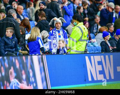 Brighton, UK. 14th Nov, 2021. A true Seagul fan during the FA Women's Super League match between Brighton & Hove Albion Women and Leicester City Women at The Amex on November 14th 2021 in Brighton, England. (Photo by Jeff Mood/phcimages.com) Credit: PHC Images/Alamy Live News Stock Photo