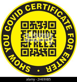 STOP Sticker for Coronavirus Covid-19 Certificate QR-Code control. Vector sign. Stock Vector