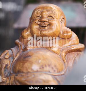 Chinese wooden monk figure Stock Photo