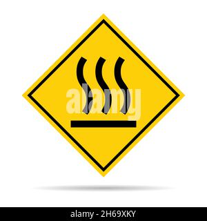 Hot surface icon, safety graphic information symbol, risk notice attention mark, caution vector design . Stock Vector