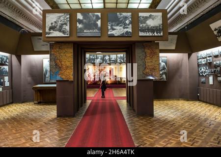 Exposition hall in the Joseph Stalin museum with attributes, photograps and statues of him in Gori,  Shida Kartli, Georgia, Caucasus Stock Photo