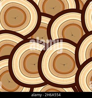 Seamless pattern of felled wood plates Stock Vector