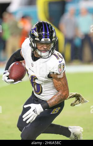 Baltimore Ravens wide receiver Tylan Wallace (16) prior to an NFL football  game between the Baltimore Ravens and the New England Patriots, Sunday,  Sept. 25, 2022, in Foxborough, Mass. (AP Photo/Michael Dwyer