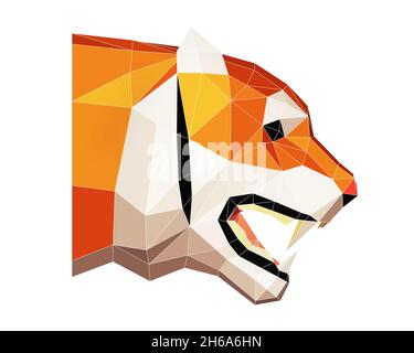 low poly tiger head in profile, 3d render Stock Photo