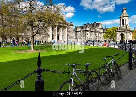 Springtime in the grounds of Trinity College Dublin, Ireland Stock Photo