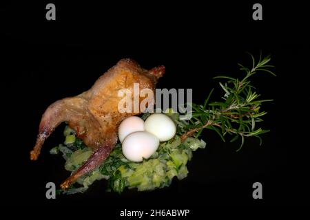 Common quail (Coturnix coturnix), or European quail Stock Photo