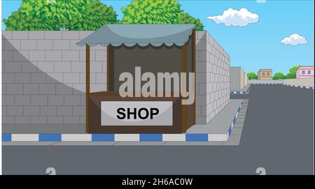 Indian Small Shop road Stock Vector