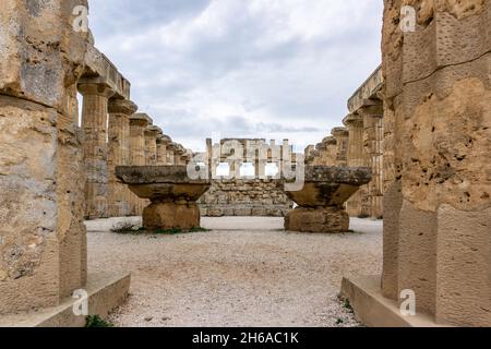 The 7th century Greek Acropolis in Marinella di Selinunte in Sicily, Italy. Stock Photo