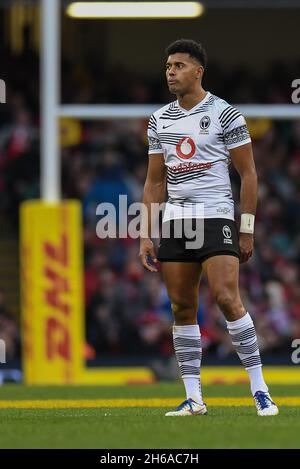 Cardiff, UK. 13th Nov, 2021. Ben Volavola of Fiji, during the game in Cardiff, United Kingdom on 11/13/2021. (Photo by Mike Jones/News Images/Sipa USA) Credit: Sipa USA/Alamy Live News Stock Photo