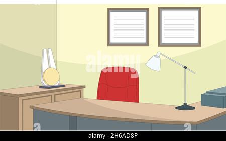 Office Desk Interior Stock Vector