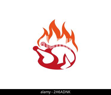 Creative Hot Chicken Fire Logo Design Symbol Vector Illustration Stock Vector