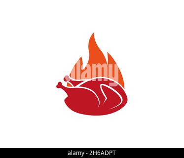Creative Hot Chicken Fire Logo Design Symbol Vector Illustration Stock Vector
