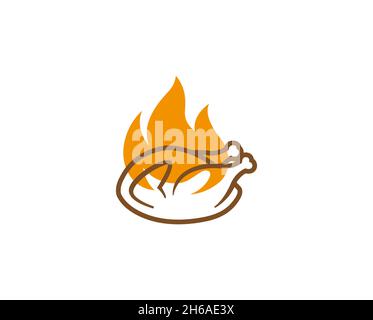 Creative Hot Chicken Fire Logo Design Symbol Vector Illustration Stock Vector