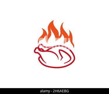 Creative Hot Chicken Fire Logo Design Symbol Vector Illustration Stock Vector