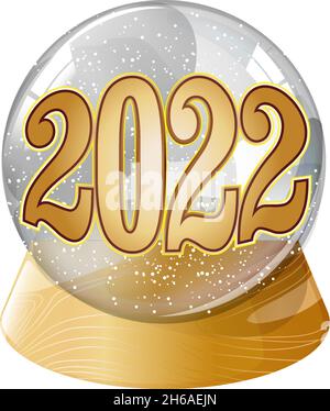 Glass Transparent Christmas Crystal Ball with Snow and year 2020 text. Vector Illustration Stock Vector