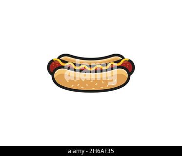 Creative Delicious Hotdog Logo Design Symbol Vector Illustration Stock Vector