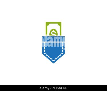 Creative Pocket Money Logo Design Symbol Vector Illustration Stock Vector