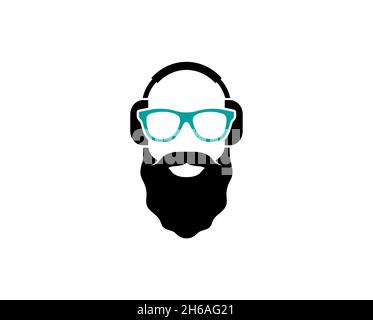creative bald man beard logo vector symbol Stock Vector
