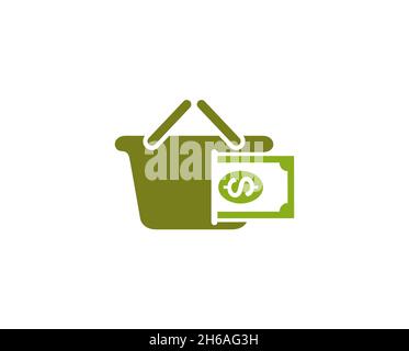 Creative Basket Dollar Logo Design Vector Symbol Illustration Stock Vector