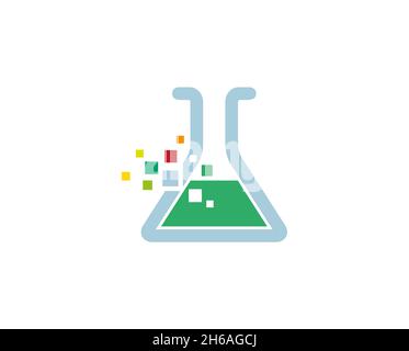 Creative Pixel Beaker Lab Logo Design Vector Symbol Illustration Stock Vector