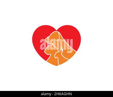 Creative Pet Love Logo Design Vector Symbol Illustration Stock Vector