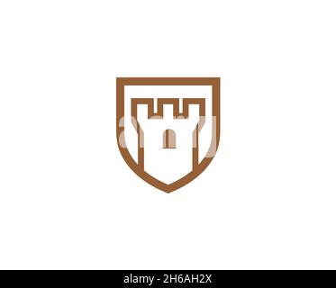 Creative Shield Castle Logo Design Vector Symbol Illustration Stock Vector