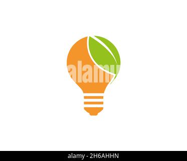 Creative Eco Leaf Lamp Logo Design Vector Symbol Illustration Stock Vector