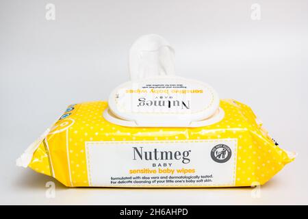 Wet wipes isolated on white background Stock Photo