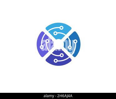 Creative Blue Circle Wire Technology Logo Design Vector Symbol Illustration Stock Vector