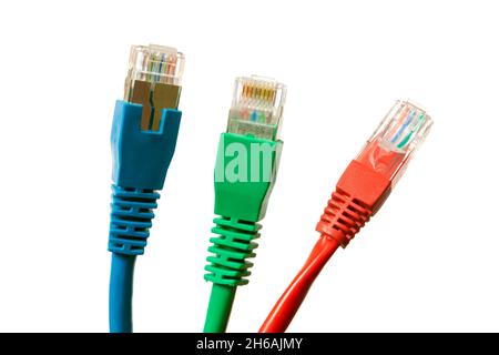 Ethernet network cables isolated on white Stock Photo