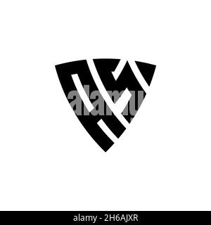 AS Monogram logo letter with triangle shield and circle shape style design on isolated background. Triangle monogram logo, shield monogram logo, trian Stock Vector