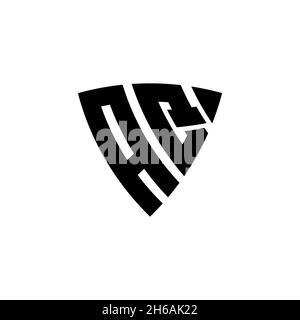 AQ Monogram logo letter with triangle shield and circle shape style design on isolated background. Triangle monogram logo, shield monogram logo, trian Stock Vector