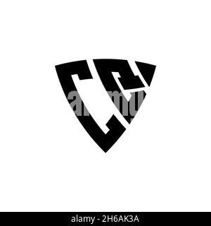 CQ Monogram logo letter with triangle shield and circle shape style design on isolated background. Triangle monogram logo, shield monogram logo, trian Stock Vector