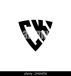 CK Monogram logo letter with triangle shield and circle shape style design on isolated background. Triangle monogram logo, shield monogram logo, trian Stock Vector