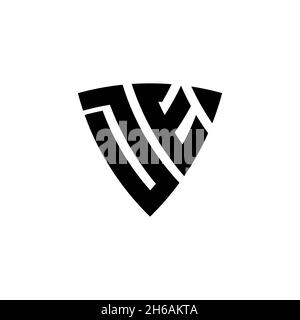 DE Monogram logo letter with triangle shield shape style design isolated on white background. Triangle monogram logo, shield monogram logo, triangle s Stock Vector