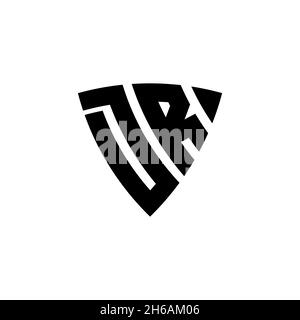 DR Monogram logo letter with triangle shield shape style design isolated on white background. Triangle monogram logo, shield monogram logo, triangle s Stock Vector