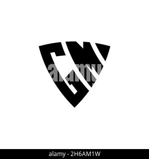 GM Monogram logo letter with triangle shield shape style design isolated on white background. Triangle monogram logo, shield monogram logo, triangle s Stock Vector