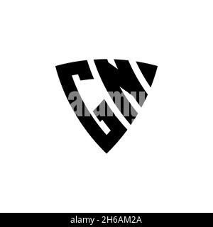 GN Monogram logo letter with triangle shield shape style design isolated on white background. Triangle monogram logo, shield monogram logo, triangle s Stock Vector