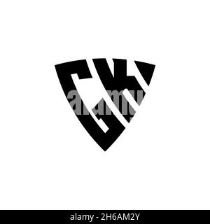 GK Monogram logo letter with triangle shield shape style design isolated on white background. Triangle monogram logo, shield monogram logo, triangle s Stock Vector