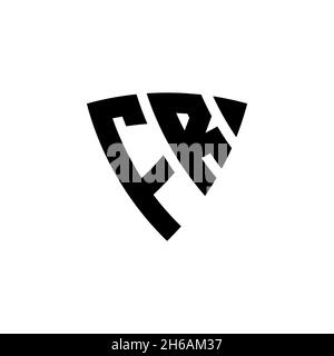 FR Monogram logo letter with triangle shield shape style design isolated on white background. Triangle monogram logo, shield monogram logo, triangle s Stock Vector