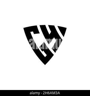 GY Monogram logo letter with triangle shield shape style design isolated on white background. Triangle monogram logo, shield monogram logo, triangle s Stock Vector