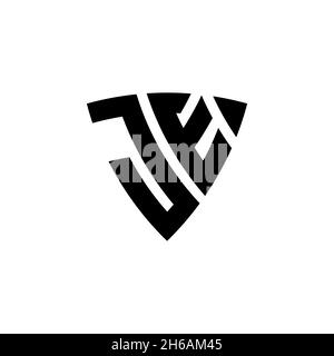 JE Monogram logo letter with triangle shield shape style design isolated on white background. Triangle monogram logo, shield monogram logo, triangle s Stock Vector