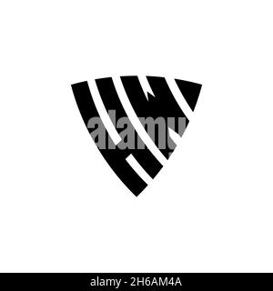 HW Monogram logo letter with triangle shield shape style design isolated on white background. Triangle monogram logo, shield monogram logo, triangle s Stock Vector